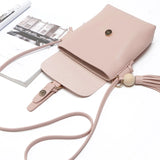 Solid Leather Tassel Shoulder Bag for Women