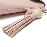 Solid Leather Tassel Shoulder Bag for Women