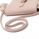 Solid Leather Tassel Shoulder Bag for Women