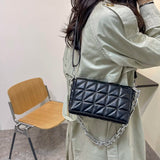 Women's Soft Metal Chain Pu Leather Square Bag