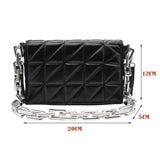 Women's Soft Metal Chain Pu Leather Square Bag