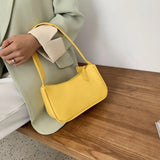 Soft PU Leather Women Shoulder Underarm Bags Retro Solid Ladies Handbags