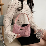 Women's Full Diamond Underarm Bag Zipper Handbag