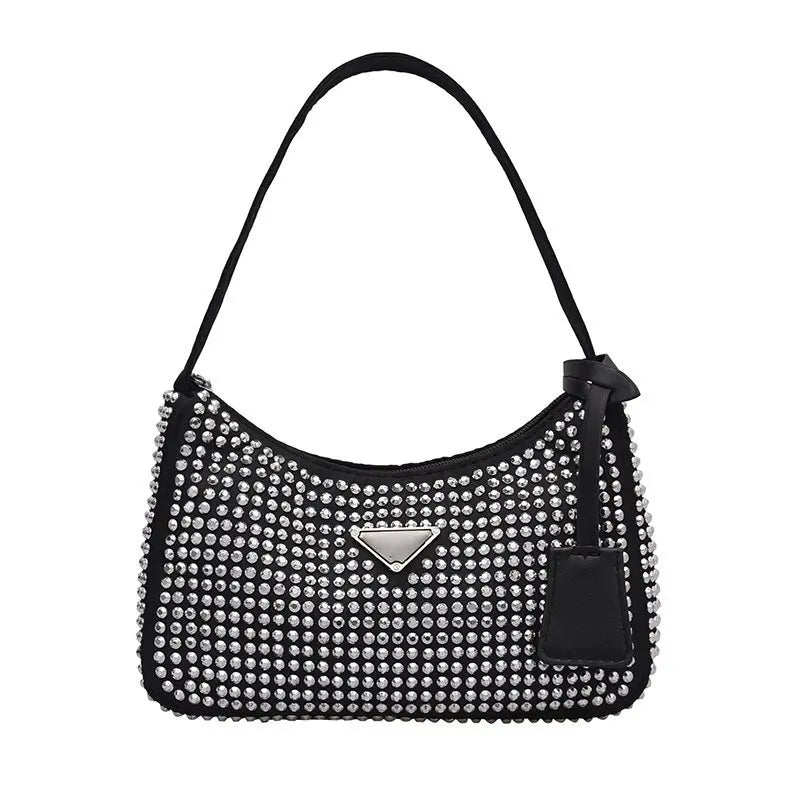 Women's Full Diamond Underarm Bag Zipper Handbag