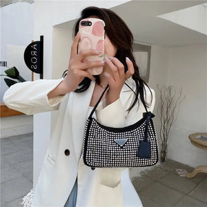 Women's Full Diamond Underarm Bag Zipper Handbag