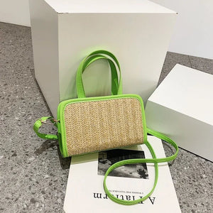 Women's Straw Woven Small Square Bag - Foreign Style Weave