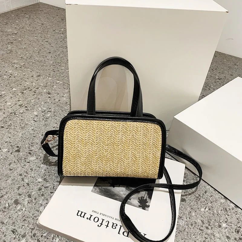 Women's Straw Woven Small Square Bag - Foreign Style Weave