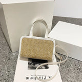 Women's Straw Woven Small Square Bag - Foreign Style Weave