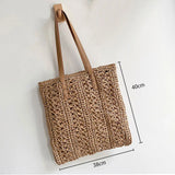 Women's Straw Hollow Beach Shoulder Bag Hand-Woven Tote Handbags