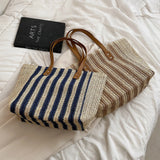 Summer Straw Woven Shoulder Bag Large Capacity Seaside Beach Vacation Tote