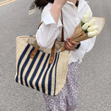 Summer Straw Woven Shoulder Bag Large Capacity Seaside Beach Vacation Tote