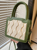 Women's Contrast Shoulder Crossbody Bag Top Handle Handbag