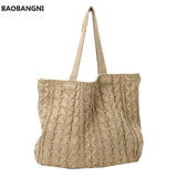 Women's Large Capacity Totes Casual Knitting Handbags Shoulder Bag