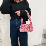 Plush Animal Print Shopper Shoulder Bag