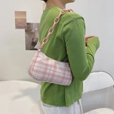 Plaid Print Shopper Bag Tote Purses Small Handbag Shoulder Bag