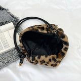 Faux Fur Animal Print Shopper Purse Handbag