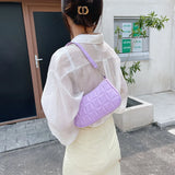 Women's Geometric PU Leather Shoulder Bag Embossed Checker Pattern Handbag