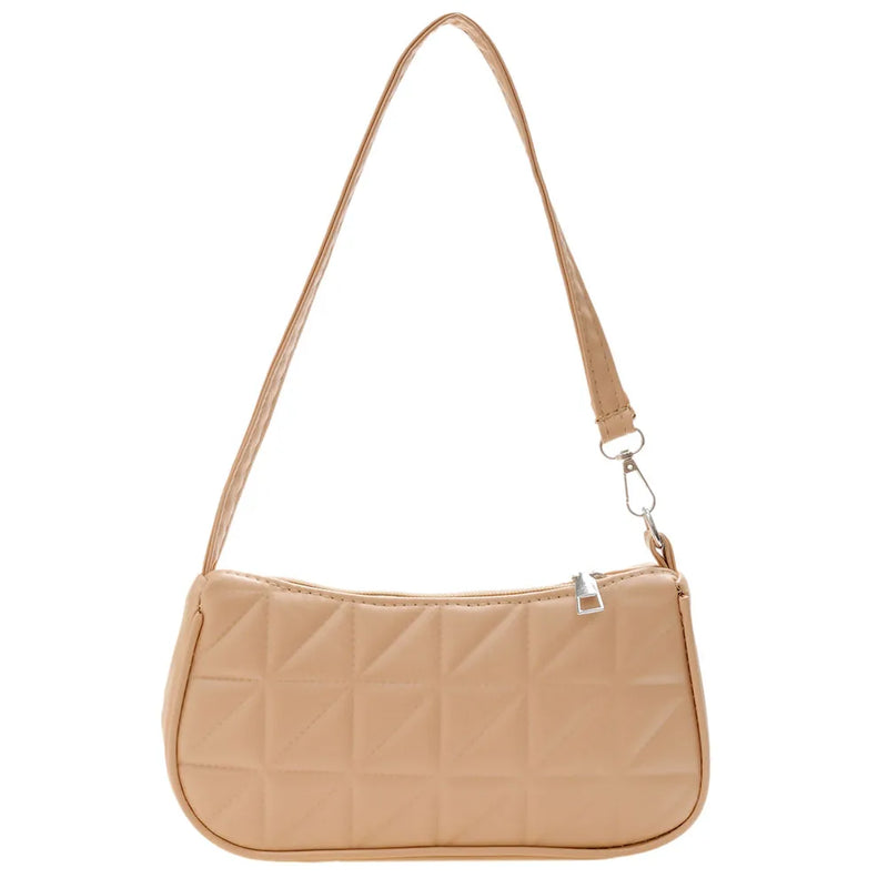 Women's Geometric PU Leather Shoulder Bag Embossed Checker Pattern Handbag