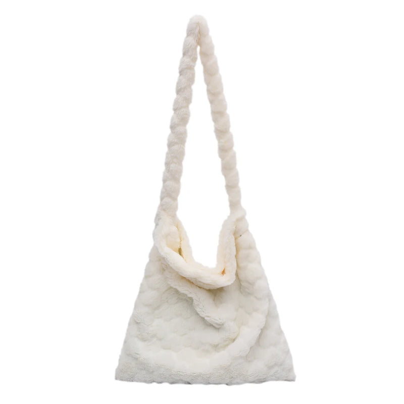 Soft Plush Shoulder Bag Heart Pattern Handbag