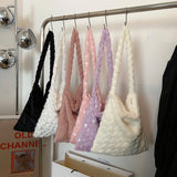 Soft Plush Shoulder Bag Heart Pattern Handbag