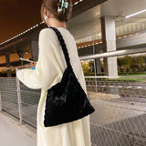 Soft Plush Shoulder Bag Heart Pattern Handbag