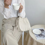 Striped Single Shoulder Messenger Bag Portable Fold Bag