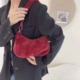 Vintage Plush Shoulder Bag Acrylic Chain Small Shopper Handbags