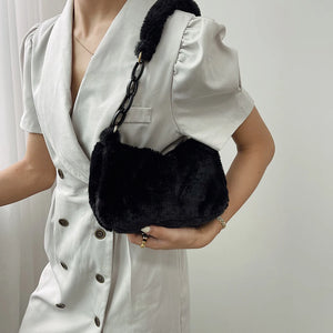 Vintage Plush Shoulder Bag Acrylic Chain Small Shopper Handbags