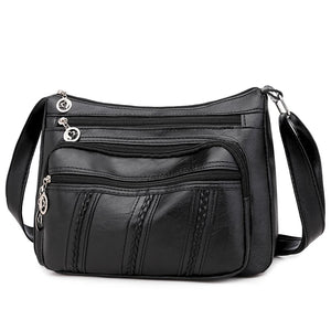 Women's Light Weight Crossbody Bag Casual Messenger Solid PU Leather Shoulder Ba