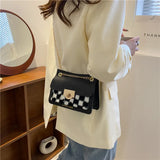 Winter Flow Chain Ins Shoulder Crossbody Plaid Bags For Women