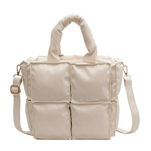 Women's Winter Padded Crossbody Shoulder Bag - Soft Leather Tote Handbag