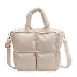 Women's Winter Padded Crossbody Shoulder Bag - Soft Leather Tote Handbag