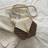Winter Houndstooth Square Crossbody Bag for Women