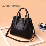 Vintage Leather Shoulder Bag Ladies Handbag Large Capacity