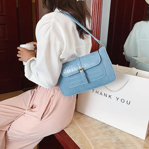 Crocodile Pattern Shoulder Bag Small Square Bag Pure Portable Small Bag