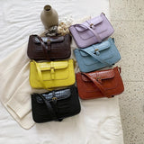 Crocodile Pattern Shoulder Bag Small Square Bag Pure Portable Small Bag