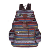 Striped Canvas Double Shoulders Large Capacity Backpacks Bag