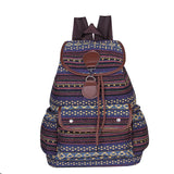 Striped Canvas Double Shoulders Large Capacity Backpacks Bag