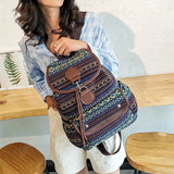 Striped Canvas Double Shoulders Large Capacity Backpacks Bag