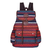 Striped Canvas Double Shoulders Large Capacity Backpacks Bag