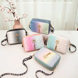 Gradient Small Square Bag Crossbody Tassel Shoulder Bag