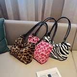 Women's Pink Leopard Print Faux Fur Tote Bag