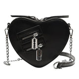 Gothic Heart Shaped Chain Bag Women's Purses and Handbags Crossbody Bag