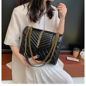 Women's Crossbody Chain Shoulder Bag with Rivet Lingge Top-Texture