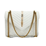 Women's Crossbody Chain Shoulder Bag with Rivet Lingge Top-Texture