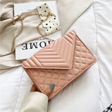 Women's Chain Shoulder Bag PU Leather Crossbody Handbag Lingge Flap Messenger