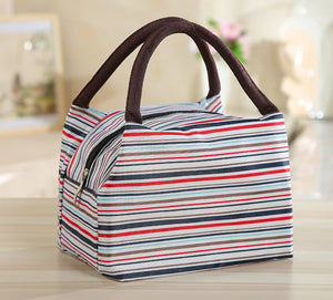 Women's Stripe Handbags Oxford Cloth Lunch Bags Multi-function Mother Bags