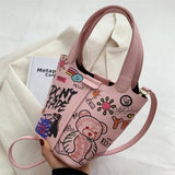 Graffiti Bucket Bag Crossbody Handbag Tote Messenger Bag