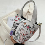 Graffiti Bucket Bag Crossbody Handbag Tote Messenger Bag