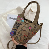 Graffiti Bucket Bag Crossbody Handbag Tote Messenger Bag